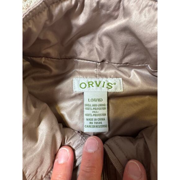 ORVIS Women's Quilted Puffer Vest size Large 14/16, Tan with a bit of shimmer - Picture 4 of 5